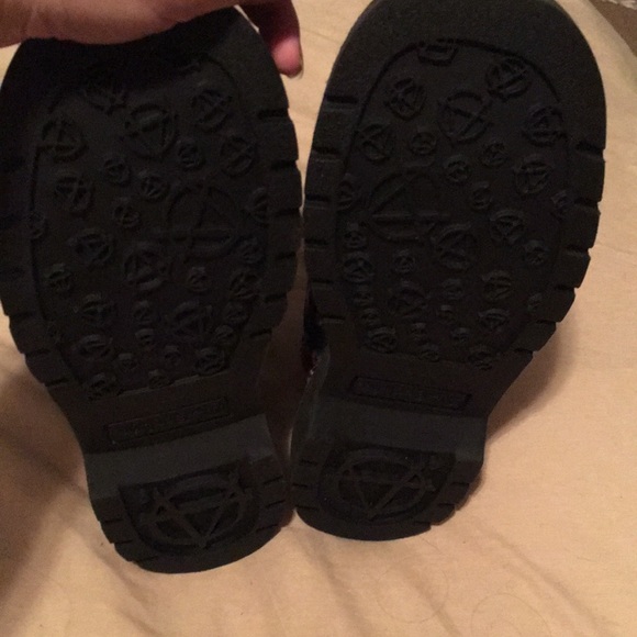 TUK/Anarchic Navy Floral Combat Boots - Picture 3 of 7